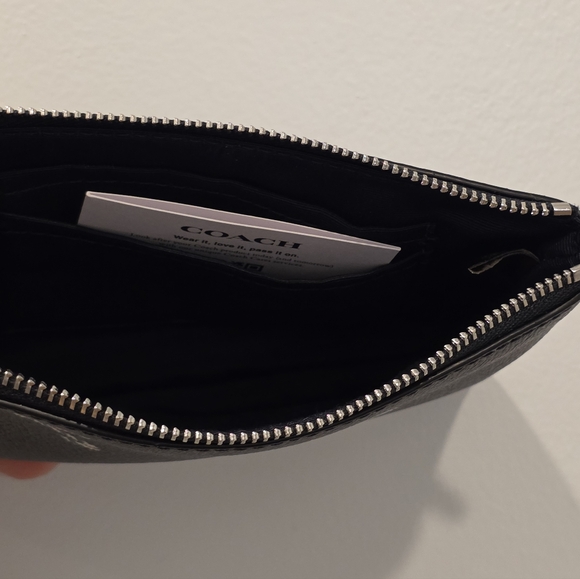 Coach Boxed Corner Zip Wristlet Snowman Print in Silver/Midnight - Picture 5 of 8